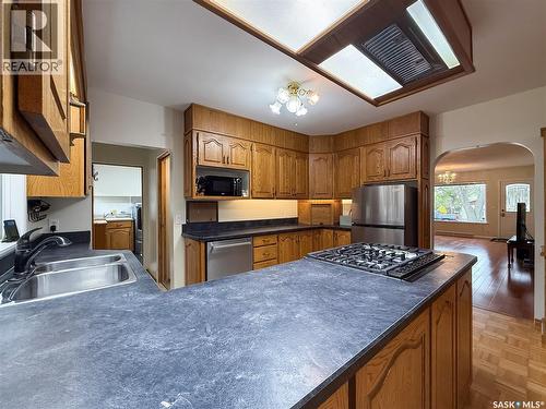 220 1St Street W, Ponteix, SK - Indoor Photo Showing Kitchen With Double Sink