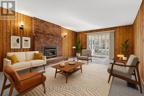 Virtually staged - 47 Fox Lane, Belleville (Thurlow Ward), ON - Indoor Photo Showing Living Room With Fireplace