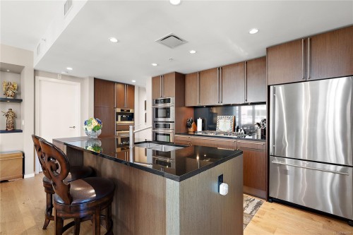 205-100 Saghalie Rd, Victoria, BC - Indoor Photo Showing Kitchen With Upgraded Kitchen