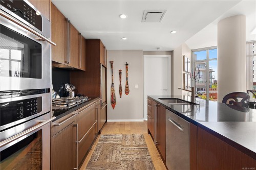 205-100 Saghalie Rd, Victoria, BC - Indoor Photo Showing Kitchen With Double Sink With Upgraded Kitchen
