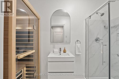 Bathroom with Bluetooth-connected infrared sauna. - 129 High Street W, Mississauga, ON - Indoor Photo Showing Bathroom