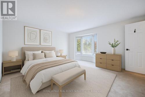 Virtually Staged Primary Bedroom - 7 - 1241 Mccraney Street E, Oakville, ON - Indoor Photo Showing Bedroom