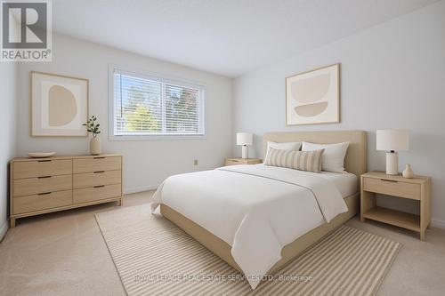 Virtually Staged Third Bedroom - 7 - 1241 Mccraney Street E, Oakville, ON - Indoor Photo Showing Bedroom
