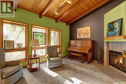 3047 Whitmore Avenue, Regina, SK - Indoor Photo Showing Living Room With Fireplace