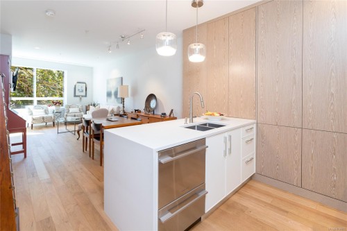 203-1201 Fort St, Victoria, BC - Indoor Photo Showing Kitchen With Double Sink