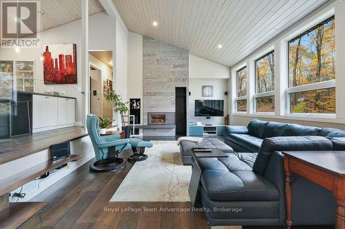 Bright Living Room - 34 Beechwood Lane, Seguin, ON - Indoor Photo Showing Living Room With Fireplace