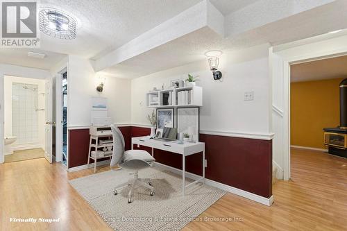 Basement Office Virtually Staged - 142 Lynbrook Drive, Hamilton, ON - Indoor Photo Showing Office