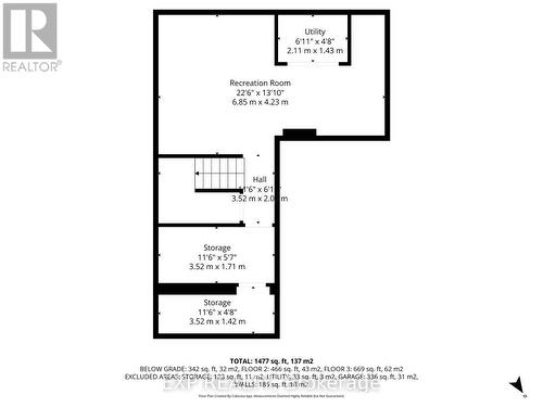 Lower level floor plan. - 25 Brown Street, Stratford, ON - Other
