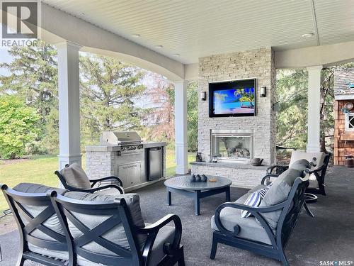 5 Poplar Place, Outlook, SK - Outdoor With Fireplace With Deck Patio Veranda With Exterior