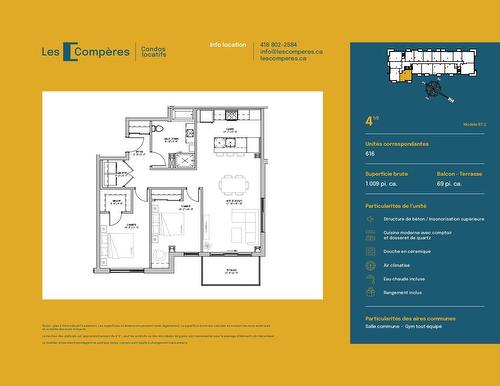 Plan (croquis) - 616-4155 4E Avenue, Québec (La Cité-Limoilou), QC - Other