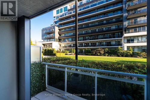 View from the private patio - 205 - 63 Arthur Street S, Guelph (St. Patrick'S Ward), ON - Outdoor With Balcony
