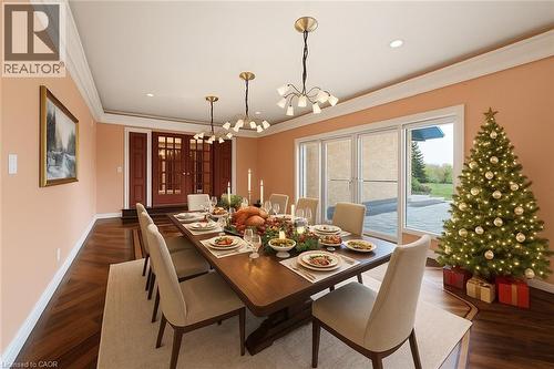 Virtually staged - 4850 Hillside Drive, Beamsville, ON - Indoor Photo Showing Dining Room
