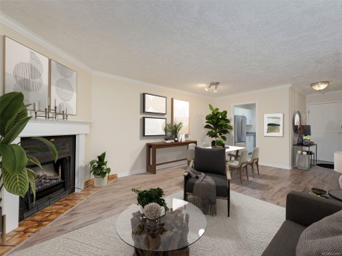 403-420 Parry St, Victoria, BC - Indoor Photo Showing Living Room With Fireplace