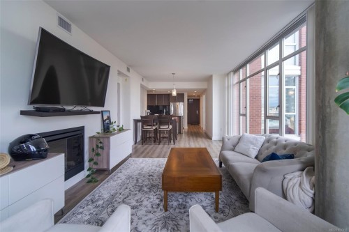 213-100 Saghalie Rd, Victoria, BC - Indoor Photo Showing Living Room With Fireplace