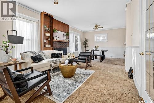 1120 3Rd Avenue Nw, Moose Jaw, SK - Indoor Photo Showing Living Room With Fireplace