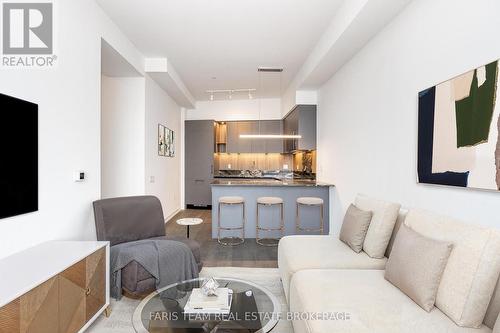 Digitally Staged - 3301 - 39 Mary Street, Barrie, ON - Indoor Photo Showing Living Room