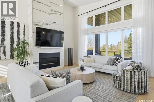 100 Greenbryre Crescent N, Corman Park Rm No. 344, SK - Indoor Photo Showing Living Room With Fireplace