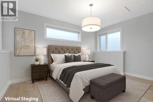 Virtual Staged Master Bedroom - 1839 Grey Owl Court, Kelowna, BC - Indoor Photo Showing Bedroom