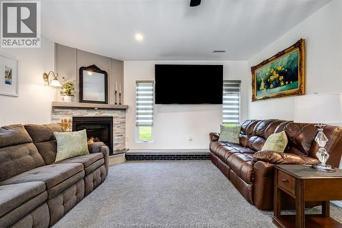 1892 Road 3 East, Kingsville, ON - Indoor Photo Showing Living Room With Fireplace