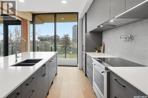 301 212 E Saskatchewan Crescent E, Saskatoon, SK - Indoor Photo Showing Kitchen With Double Sink With Upgraded Kitchen