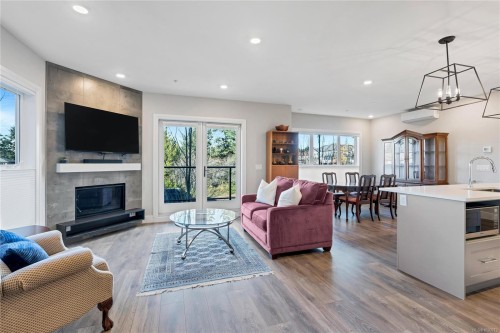 204-741 Travino Lane, Saanich, BC - Indoor Photo Showing Living Room With Fireplace