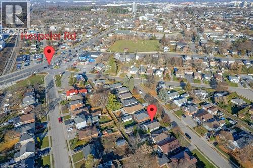 Aerial view of property and surrounding area featuring nearby suburban area - 131 Elmwood Avenue, Cambridge, ON - Outdoor With View