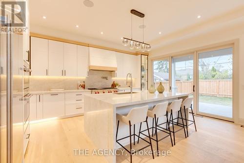 Kitchen 8x5 Island with Integrated Bar Seating - 512 Weynway Court, Oakville, ON - Indoor Photo Showing Kitchen With Upgraded Kitchen