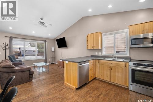 335 Ruttle Avenue, Kinistino, SK - Indoor Photo Showing Kitchen With Stainless Steel Kitchen With Double Sink