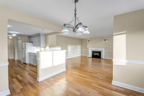 405-420 Linden Ave, Victoria, BC - Indoor Photo Showing Kitchen With Fireplace
