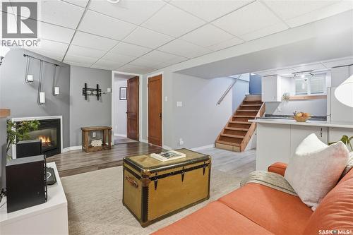 702 Queen Street, Saskatoon, SK - Indoor Photo Showing Living Room With Fireplace