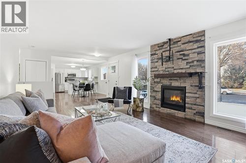1804 Wilson Crescent, Saskatoon, SK - Indoor Photo Showing Living Room With Fireplace