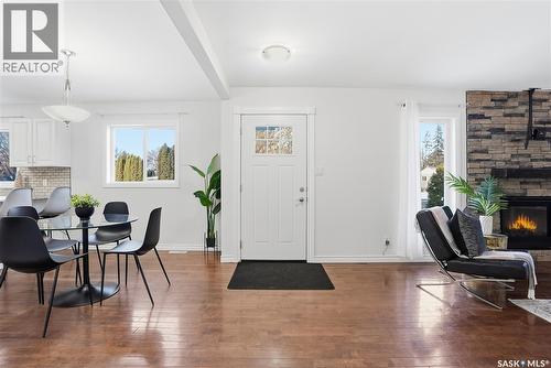 1804 Wilson Crescent, Saskatoon, SK - Indoor Photo Showing Dining Room With Fireplace