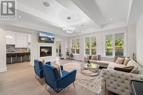 Coffered Ceiling - 121 Milky Way Drive, Richmond Hill, ON - Indoor Photo Showing Living Room With Fireplace