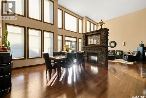 2522 Broderick Road, Regina, SK - Indoor Photo Showing Dining Room With Fireplace