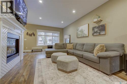 1129 7Th Street E, Saskatoon, SK - Indoor Photo Showing Living Room With Fireplace