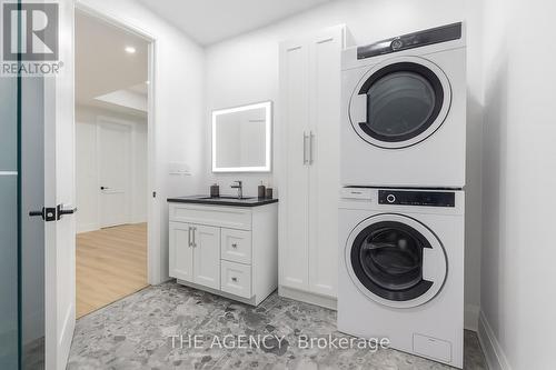 Bsmt Bedroom Ensuite w/laundry space.Virtual image - 9 Earl Street, Mississauga, ON - Indoor Photo Showing Laundry Room