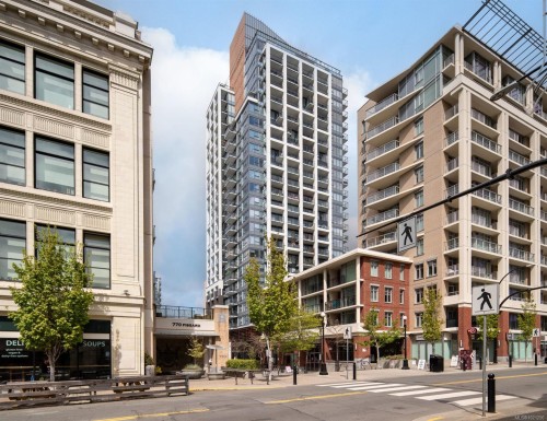 1408-777 Herald St, Victoria, BC - Outdoor With Balcony With Facade