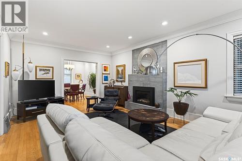 3423 Victoria Avenue, Regina, SK - Indoor Photo Showing Living Room With Fireplace