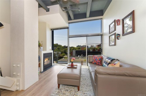 513-1061 Fort St, Victoria, BC - Indoor Photo Showing Living Room With Fireplace
