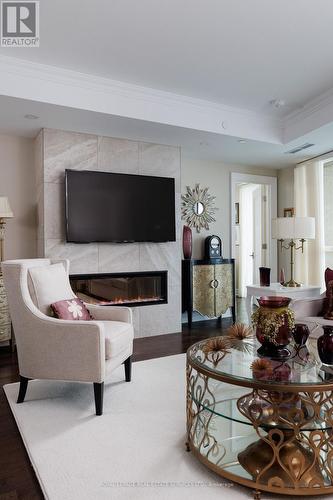 1802 - 2060 Lakeshore Road, Burlington, ON - Indoor Photo Showing Living Room With Fireplace