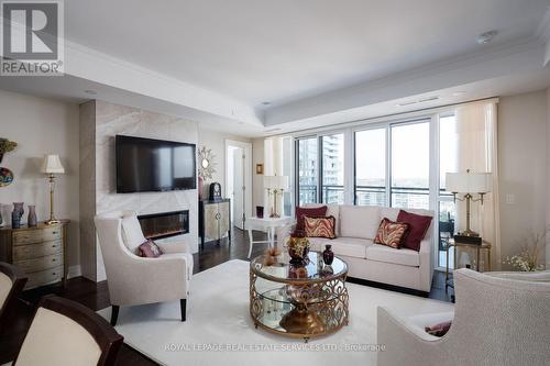1802 - 2060 Lakeshore Road, Burlington, ON - Indoor Photo Showing Living Room With Fireplace