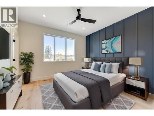 Virtually staged with fun design ideas - 857 Kinnear Court, Kelowna, BC - Indoor Photo Showing Bedroom