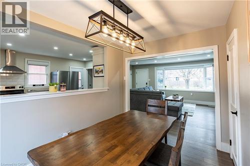 Dining space with dark wood-type flooring and recessed lighting - 266 Melrose Avenue, Kitchener, ON - Indoor