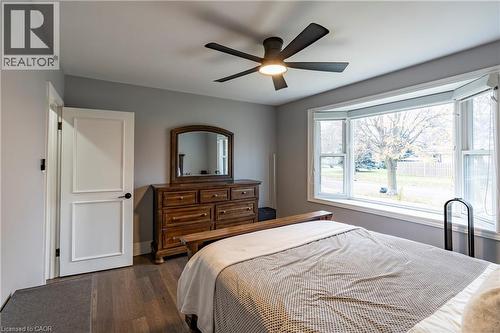 Bedroom featuring dark wood-style flooring and ceiling fan - 266 Melrose Avenue, Kitchener, ON - Indoor Photo Showing Bedroom