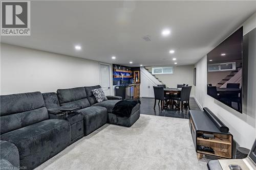 Living area with stairway and recessed lighting - 266 Melrose Avenue, Kitchener, ON - Indoor Photo Showing Other Room