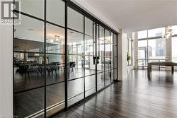Building lobby with floor to ceiling windows - 