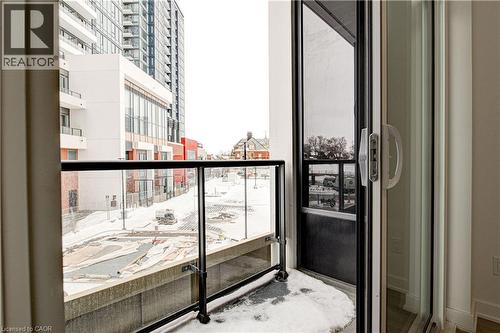 Balcony featuring a city view - 25 Wellington Street A S Unit# 209, Kitchener, ON - Outdoor With Exterior