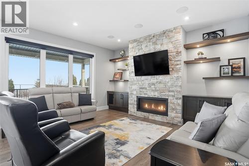 359 Mahabir Court, Saskatoon, SK - Indoor Photo Showing Living Room With Fireplace