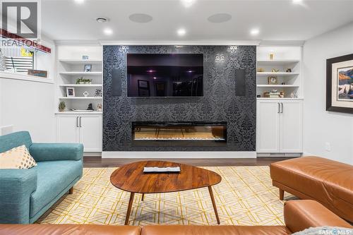 210 Clubhouse Boulevard, Warman, SK - Indoor Photo Showing Living Room With Fireplace