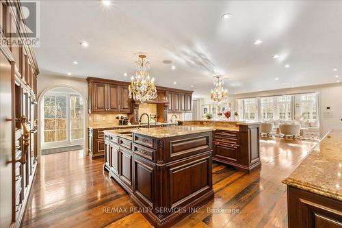 Double island kitchen, with built-in appliances. - 574 Conservation Drive, Brampton, ON - Indoor Photo Showing Kitchen With Upgraded Kitchen